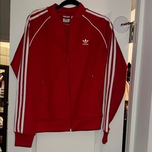 Adidas Red and White Track Jacket. Unisex